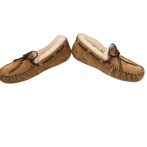 Smith’s Workwear Womens Shearling Moccasin Slipper Size 8 Chestnut Brown New - Picture 4 of 11